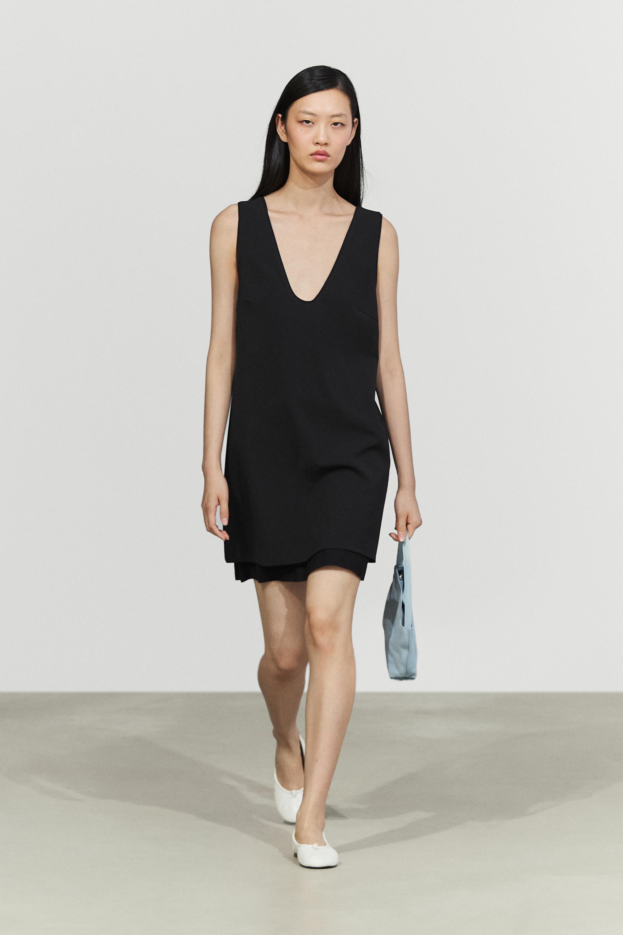 Double-fabric mini dress